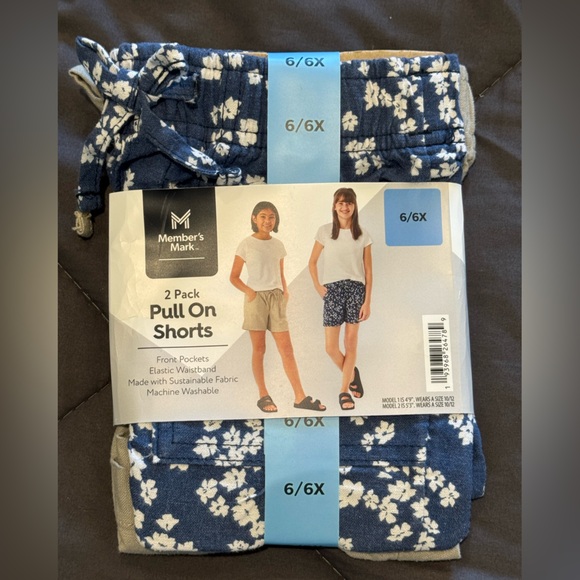 Member's Mark Blue and Tan Pull On Shorts 2 Pack sz 6/6x NWT - Picture 1 of 3